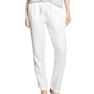 Joie Edana Linen Ankle Utility Beach Pants 8 White